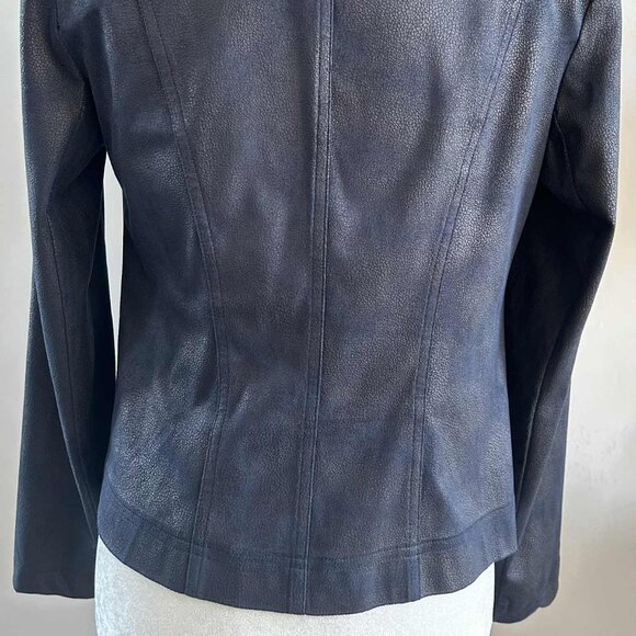 Vex Collection Navy Faux-Leather Moto Jacket with Hook-Eye Closure – EU 38 - Picture 6 of 14